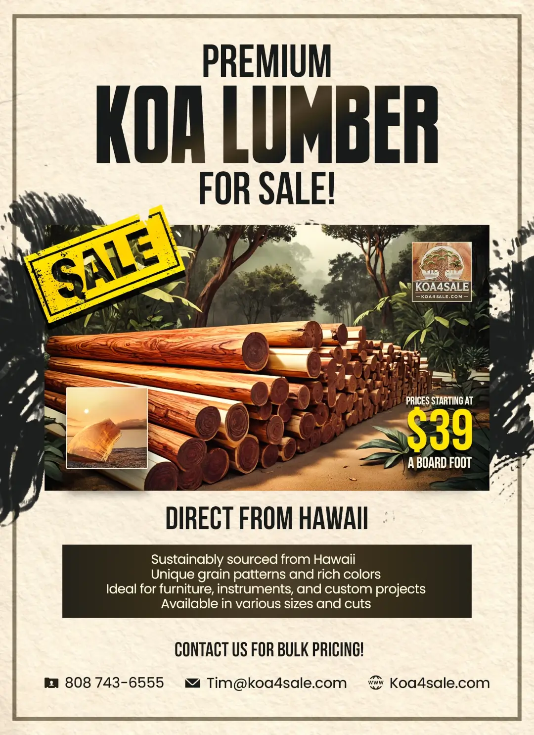 Koa4sale Sales Flyer (Front)